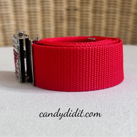 NWT Candy Did It! Handmade Red Star Crystal Adjustable Buckle Belt - Picture 4 of 8